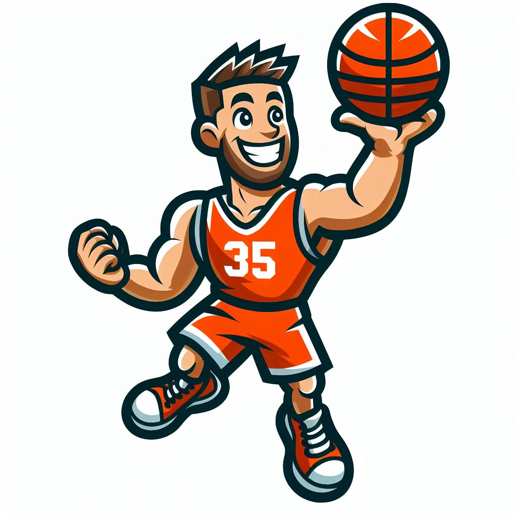 Cartoon Basketball Player Red Logo